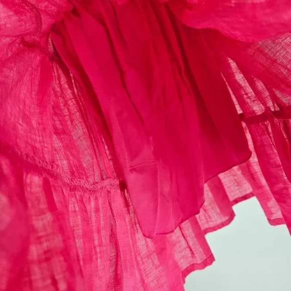 Lusana Kyra Dress Pink Linen Sleeveless Fit & Flare Tiered Open Back Mini NWT 6 - Picture 6 of 8